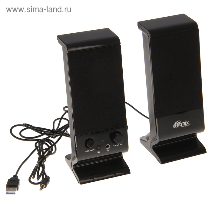 Компьютерные колонки 2.0 Ritmix SP-2080, 2х2 Вт, USB, черные - Фото 1