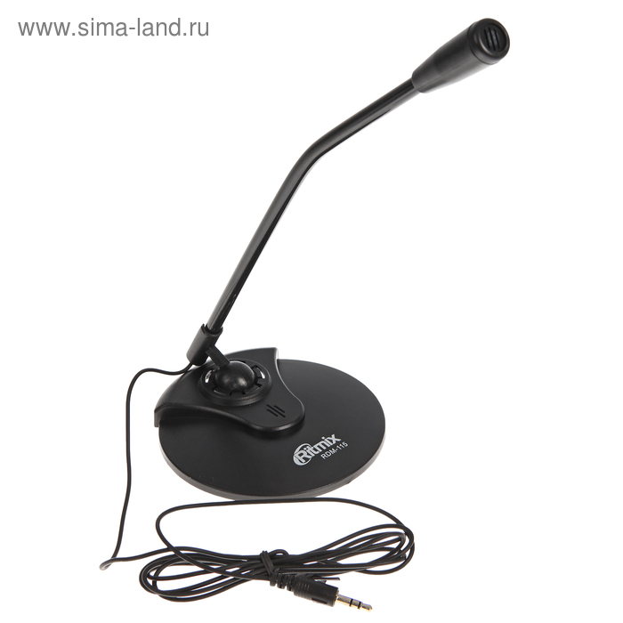 Микрофон Ritmix RDM-115, на подставке, разъем 3.5 мм, кабель 1.5 м - Фото 1