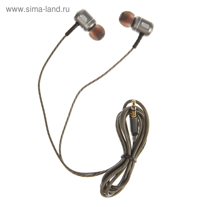 Наушники Ritmix RH-140, вакуумные, 92 дБ, 16 Ом, 3.5 мм, 1.2 м, серые - Фото 1