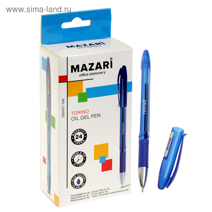 Ручка шариковая Mazari Torino, 0.7 мм, синяя, резиновый упор, на масляной основе - Фото 1