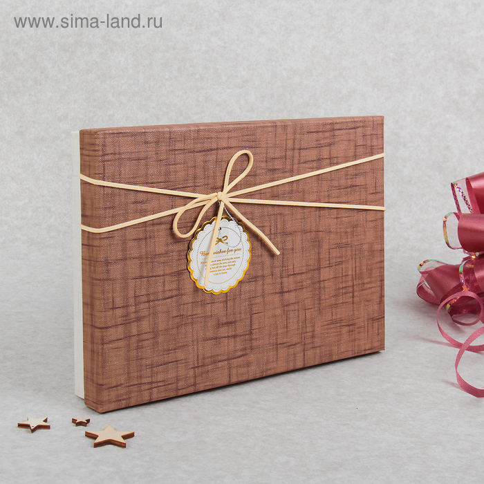 Коробка подарочная, коричневый, 25 х 18 х 4,5 см - Фото 1