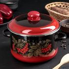 Кастрюля эмалированная «Рябинушка», 4 л, индукция, чёрная, красная - Фото 4