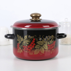 Кастрюля эмалированная «Рябинушка», 4 л, индукция, чёрная, красная - Фото 1