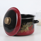 Кастрюля эмалированная «Рябинушка», 4 л, индукция, чёрная, красная - Фото 2