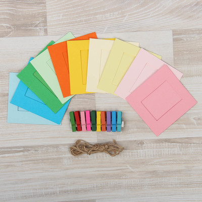 Набор фоторамок на прищепках «Цветные моменты», веревка, прищепки и фоторамки 10 шт.