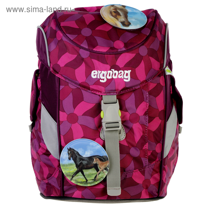 Рюкзак школьный, эргономичная спинка, для девочки, Ergobag, 30 х 20 х 17 см, Mini, фиолетовый/розовый - Фото 1