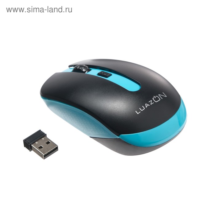 Мышь LuazON, беспроводная, оптическая, 3200 dpi, голубая - Фото 1