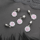 Подвеска "Цветок с эмалью", цвет бело-розовый в серебре - фото 8601182
