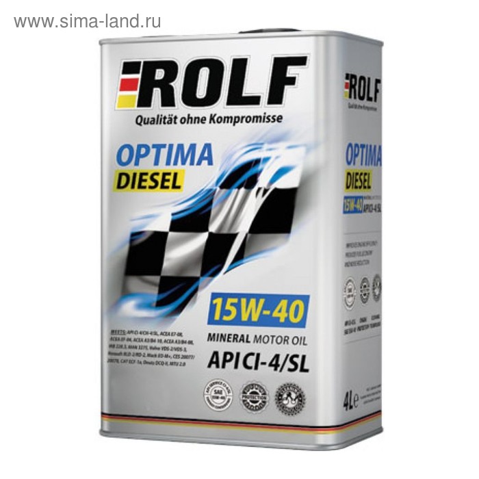 Моторное масло Rolf Optima Diesel 15W-40 API CI-4/SL, 4 л - Фото 1