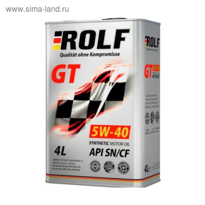 

Моторное масло Rolf GT 5W-40 SN/CF синтетическое, 4 л