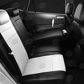 

Авточехлы для Mitsubishi Carisma с 1995-2003 г., хэтчбек, с перфорацией, экокожа, цвет белый, чёрный