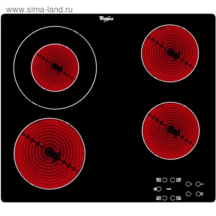 Варочная поверхность Whirlpool AKT 8130 BA, электрическая, 4 конфорки, сенсор, чёрная - Фото 1