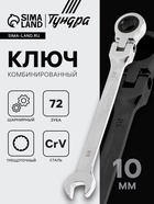 Ключ комбинированный трещоточный шарнирный ТУНДРА, CrV, полированный, 72 зуба, 10 мм 2354163 - фото 16291461