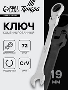 Ключ комбинированный трещоточный шарнирный ТУНДРА, CrV, полированный, 72 зуба, 19 мм - фото 808872174