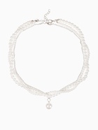 Бусы 3 яруса «Рошель» капля, шар №12, белые в серебре, L=42 см - Фото 1