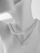 Бусы 3 яруса «Рошель» капля, шар №12, белые в серебре, L=42 см - Фото 13