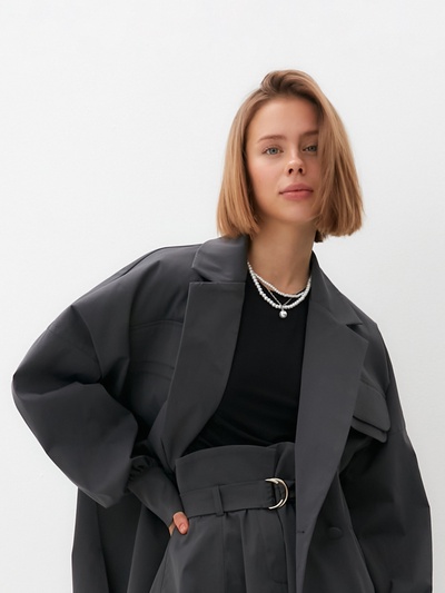 Бусы 2 яруса «Рошель», подвеска капля на цепочке, шар №12, L=42 см, белые в серебре