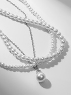 Бусы 3 яруса «Рошель» капля, шар №12, белые в серебре, L=42 см - Фото 14