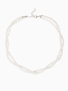 Бусы 2 яруса «Рошель», подвеска капля на цепочке, шар №12, L=42 см, белые в серебре - Фото 6