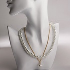 Бусы 3 яруса «Рошель» капля, шар №15, белые в золоте, L=42 см - Фото 1