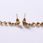 Серьги висячие со стразами Princess дорожка утончённая, цвет белый в золоте, 9 см - фото 30030920