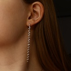 Серьги висячие со стразами Princess дорожка утончённая, цвет белый в золоте, 9 см - фото 30030921