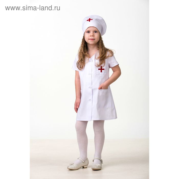 Карнавальный костюм «Медсестра-1», (халат, шапочка, шприц), размер 26, рост 104 см - Фото 1