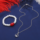 Гарнитур 2 предмета: кулон, браслет "Каролина" классика, цвет бело-красный в серебре, 40см - Фото 2