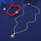 Гарнитур 2 предмета: кулон, браслет "Нить желаний" цветок, цвет красно-белый в золоте, 40см - Фото 2