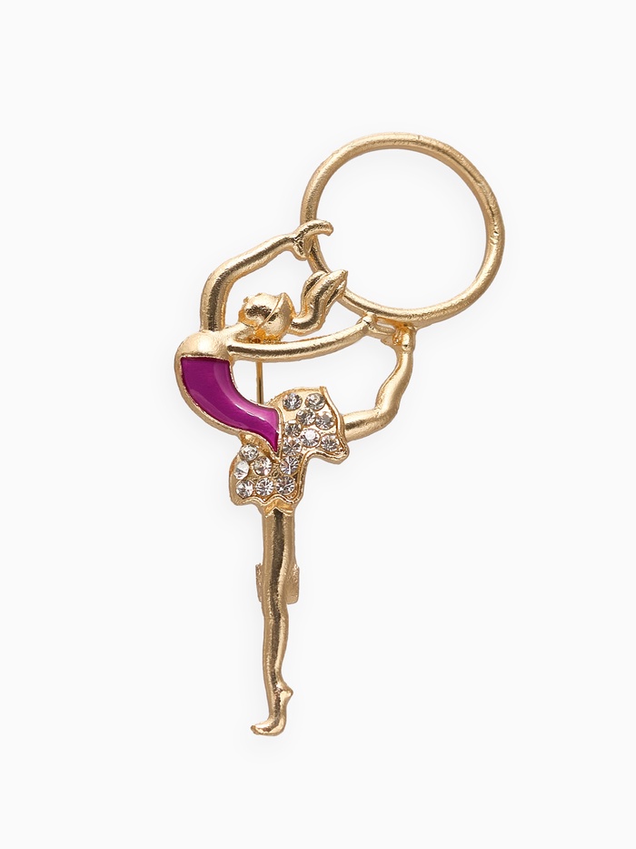 Брошь «Гимнастка» с хулахупом, фиолетовая в золоте - Фото 1
