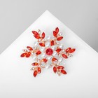 Брошь «Цветок» полярный, красно-белая в розовом золоте - Фото 1