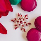 Брошь «Цветок» полярный, красно-белая в розовом золоте - Фото 4