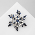 Брошь «Цветок» полярный, бело-синяя в серебре - Фото 1