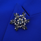 Брошь «Цветок» полярный, бело-синяя в серебре - Фото 3