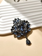 Брошь «Императорская», синяя в сером металле - Фото 5