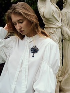 Брошь «Императорская», синяя в сером металле - Фото 5