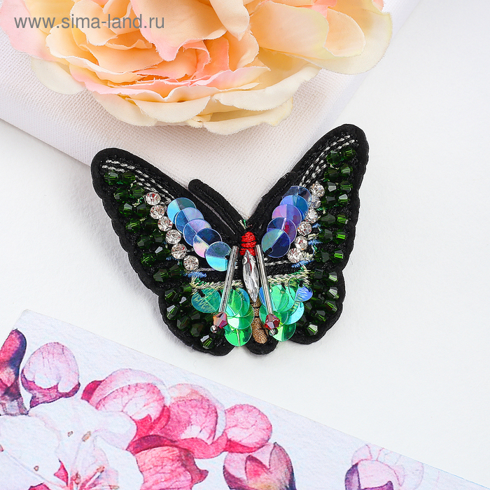 Брошь «Бабочка с усиками», разноцветная - Фото 1