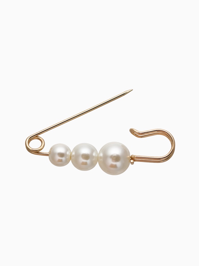 Булавка «Три жемчужины», 6 см, белая в золоте - Фото 1