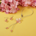 Набор "Выбражулька" 2 предмета: сережки, кулон 45 см, орхидея, цвет МИКС - Фото 2