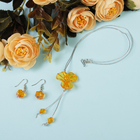 Набор "Выбражулька" 2 предмета: сережки, кулон 45 см, орхидея, цвет МИКС - Фото 4