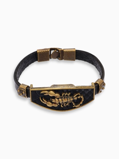 Браслет унисекс «Атлант» скорпион, цвет чёрный с чернёным золотом, 22 см