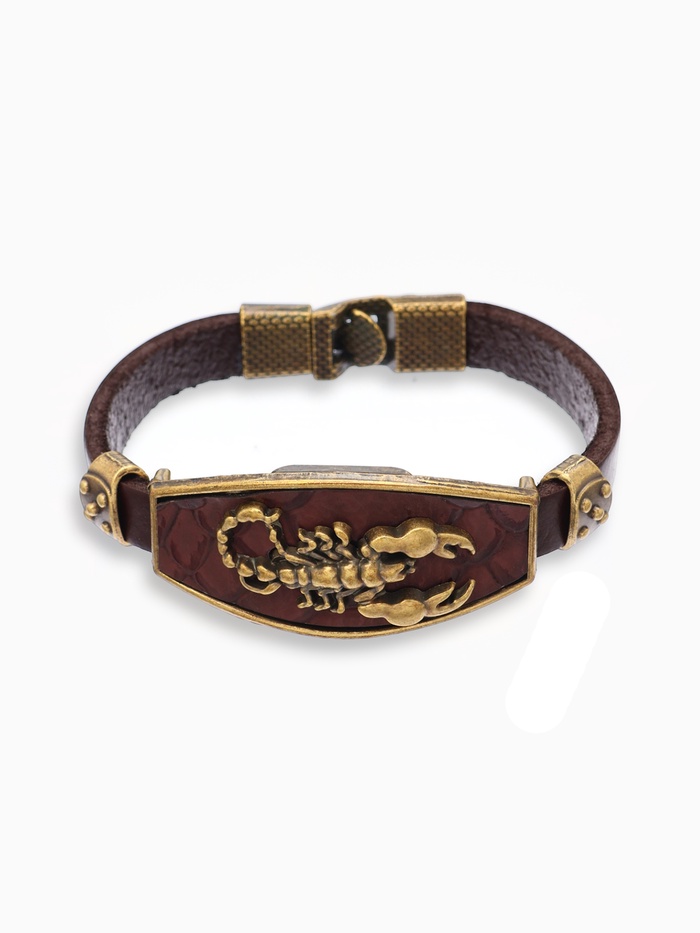 Браслет унисекс «Атлант» скорпион, цвет коричневый с чернёным золотом, 22 см