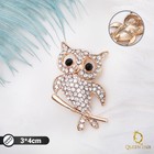 Брошь «Сова на веточке», чёрно-белая в золоте - Фото 2