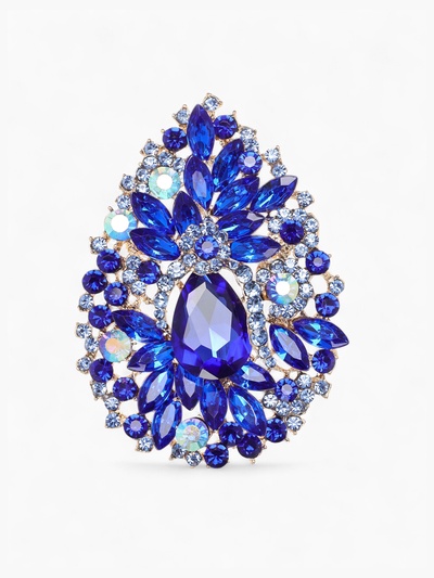 Брошь «Императрица» цветущая, синяя в золоте