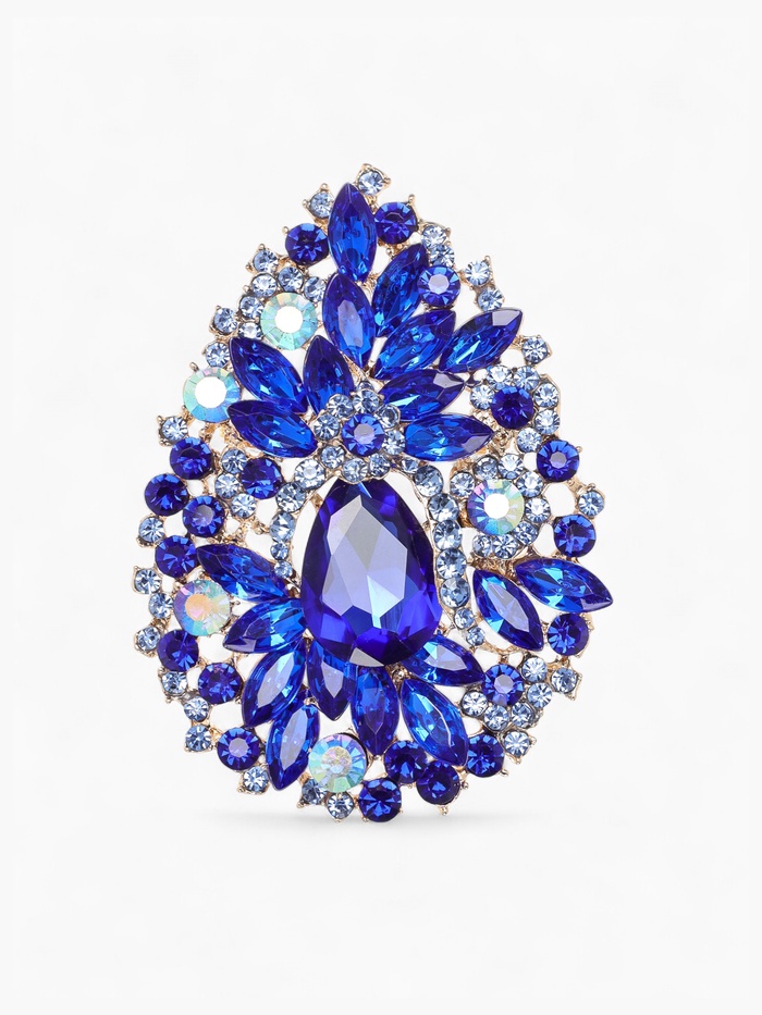 Брошь «Императрица» цветущая, синяя в золоте - Фото 1