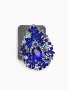 Брошь «Императрица» цветущая, синяя в золоте - Фото 4