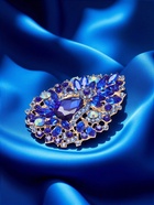 Брошь «Императрица» цветущая, синяя в золоте - Фото 6