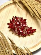 Брошь «Императрица» сердце цветущее, цвет красный в золоте - Фото 2