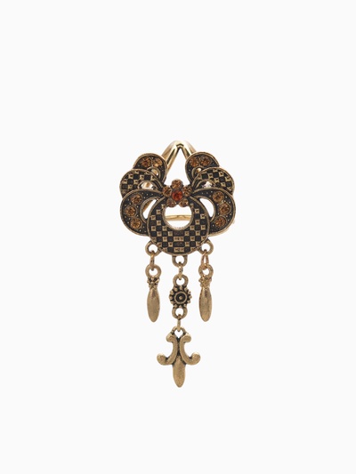 Кольцо для платка «Лилия графская», цвет золотой в чернёном золоте