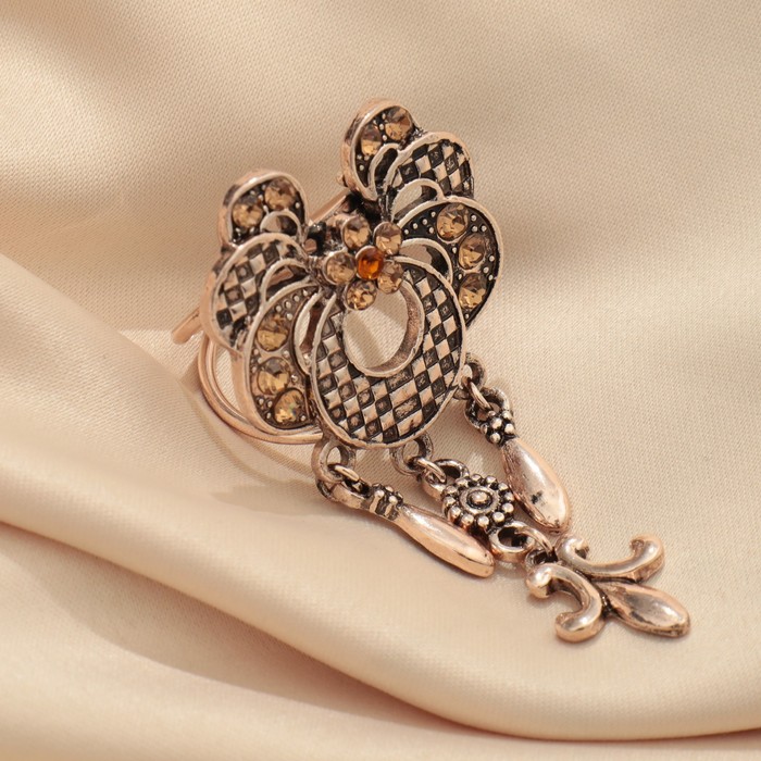 Кольцо для платка "Лилия графская", цвет золотой в чернёном золоте - фото 1908339409